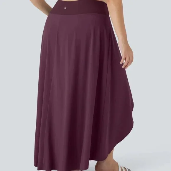 Halara Breezeful Skirt 3X Skirt High Waisted High Low Ruffle 2-in-1 Flow Midi - Picture 2 of 9